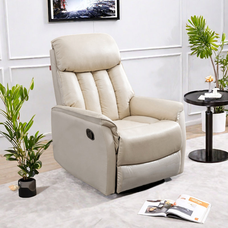 Fauteuil inclinable moderne, multifonctionnel et ergonomique, Cuir assorti, Beige