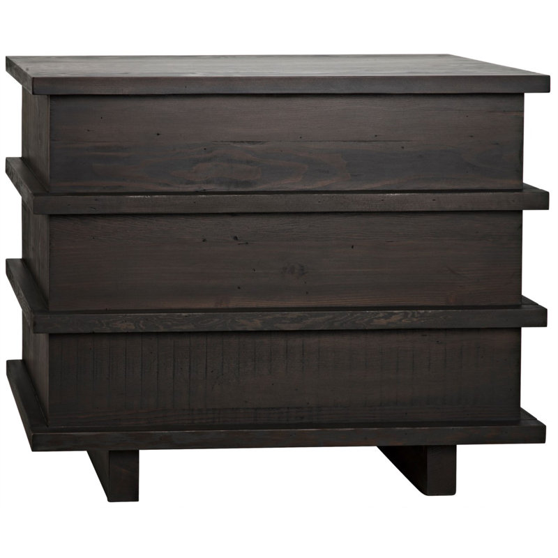 Bergamot 3 - Drawer Solid Wood Dresser, Black Wax