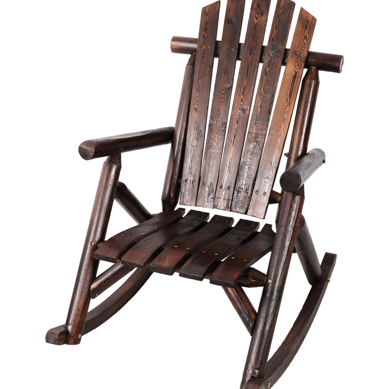 Chaise berçante de patio en bois de pin brun, conception de relaxation lombaire ergonomique, finition à bascule lisse pour une bonne décoration, confort du bas du corps, instructions d'assemblage simples