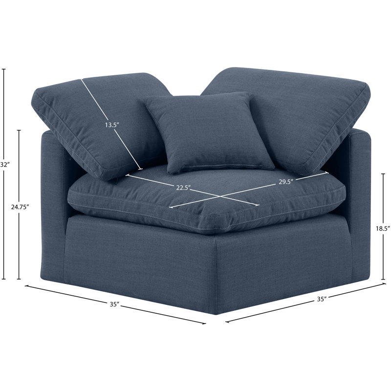 Fauteuil Musheerah, Tissu texturé en lin bleu marine