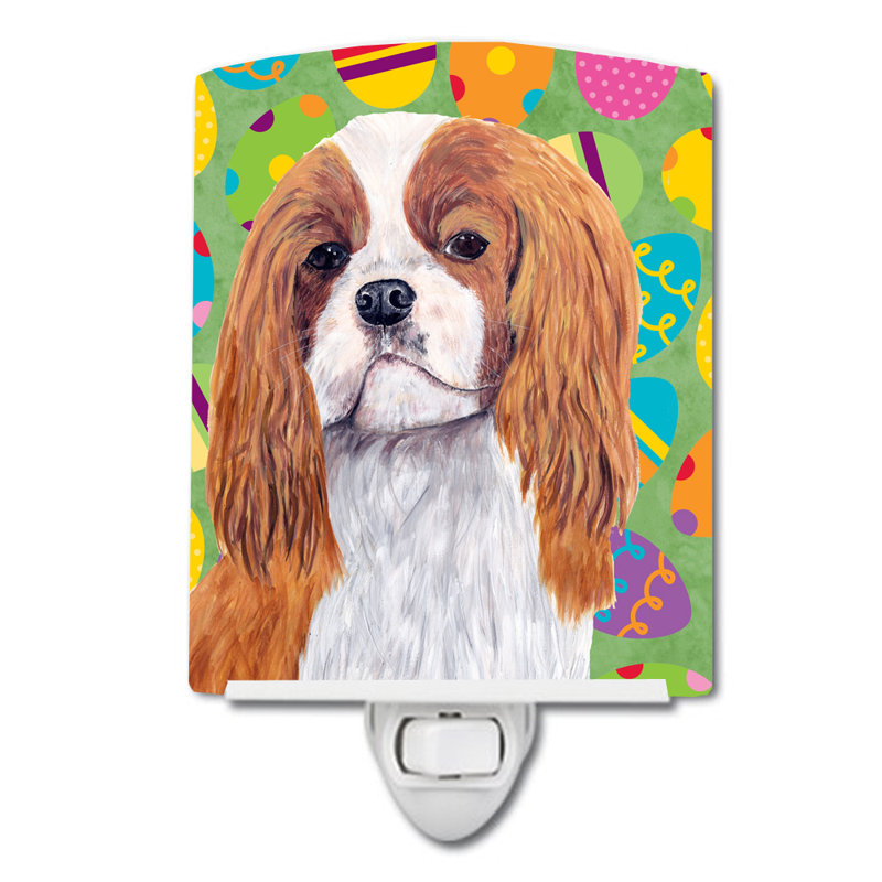 Flat Coated Retriever SantaMarina Eggtravaganza Ceramic Night Light, Brown/White Cavalier Spaniel