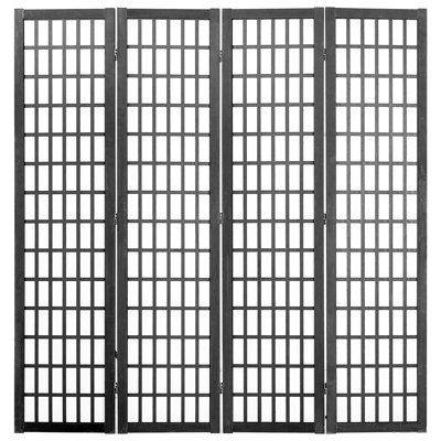 Japanese Room Divider - 4 Panel Wood Folding Privacy Screen For Indoor Separation In Home Office Restaurant & Bedroom, 360 Bidirectional Rotation And Folding, , Black Color, 70.29 Product Depth,