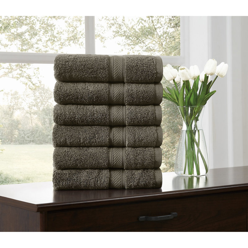  Regal Plush Towel Sets, Hand Towel - 6 Pack, Dark Gray