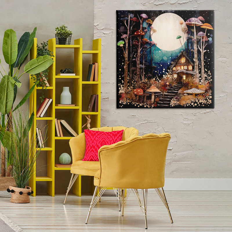 "Whimsical Mushroom Cottage", art mural sur toile par Sasha, H 36 po x l 36 po