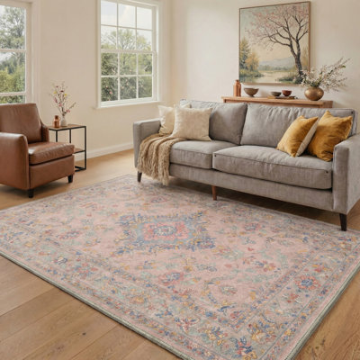 Tapis rosé lavé à la machine Vintage
