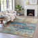 Machine Washable Indoor/Outdoor Xhevrie Teal Rug