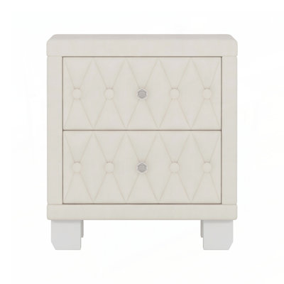 Nightstands Set of 2 with Charging Station, Smart Night Light, and Storage Cabinet, Modern Bedside Tables for Bedroom, White