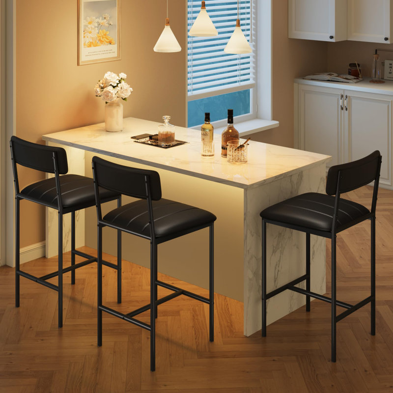 Bar Stools Set Of 2, Upholstered Counter Height Bar Stools
