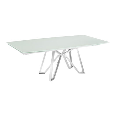 Dcota Extendable Glass Top Metal Base Dining Table