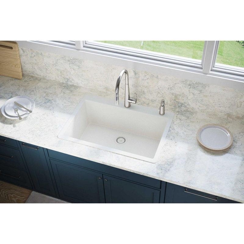 Quartz Luxe 33" L x 21" W Drop-in Kitchen Sink, Ricotta