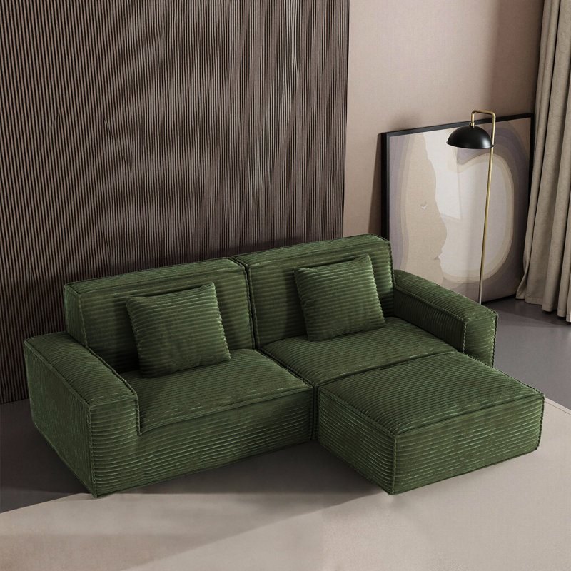 106,3 po avec de grandes rayures, revêtement en microfibre, conception moderne, siège moelleux, 3 sièges, pédale droite, convient à la chambre à coucher, microfibre rayée, style, mousse à rebond élevé, grand confort