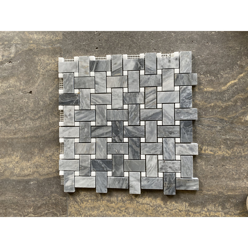 Bardiglio 1 in. x 2 in. Basketweave Polished Stone Tile