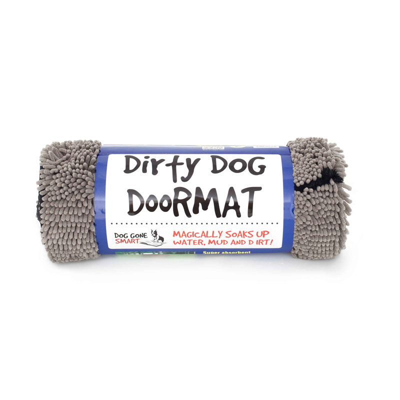 Petit tapis de porte pour chien sale gris brumeux DGS Pet Products 23 po x 16 po x 2 po, Gris clair