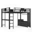 Lit mezzanine avec bureau, tablettes et solutions de rangement, conception peu encombrante pour les dortoirs et les chambres à coucher