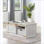 Blanc antique Table basse dorée rustique avec tiroir à double accès et amp; Tablette ouverte pour le salon