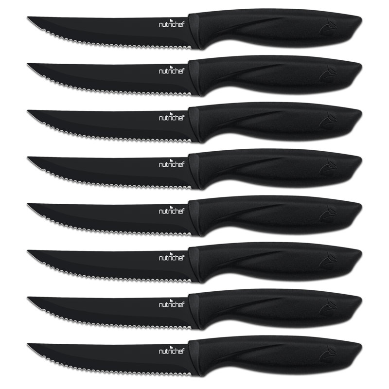 NutriChef 4.5'' Serrated Steak Knife, Black