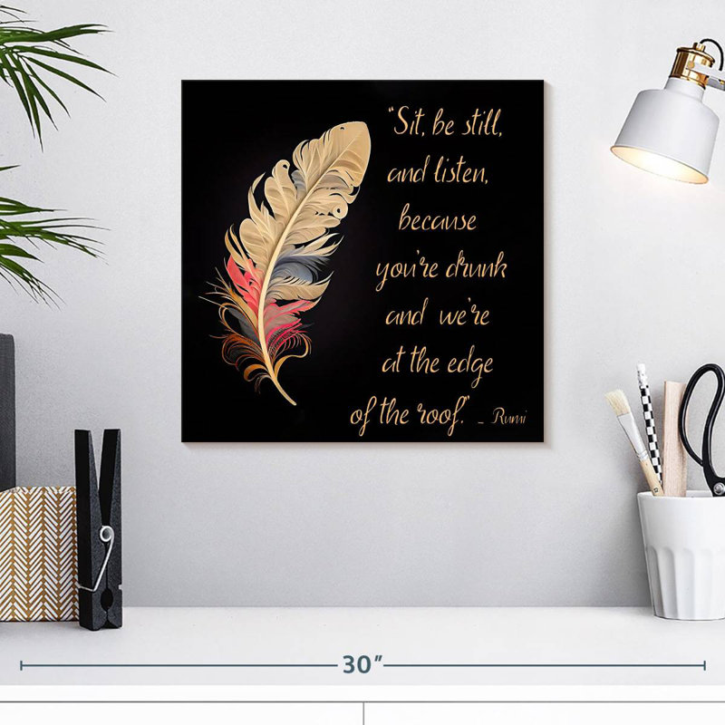 Citation de plumes Tergel Be Still, H 16 po x l 16 po
