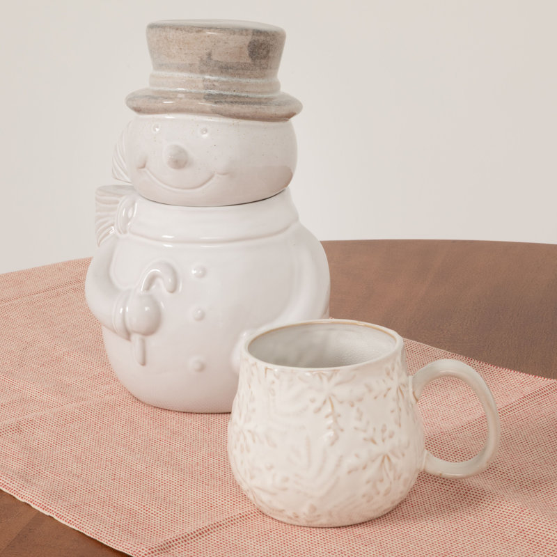 Antique Snowman Shaped Stoneware Cookie Jar