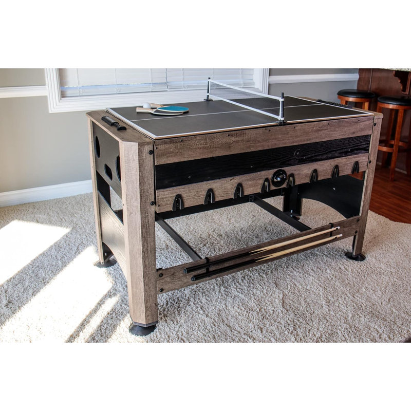 56” 4-in-1 Swivel Multi-Game Table - Air Hockey, Billiards, Foosball, Ping Pong