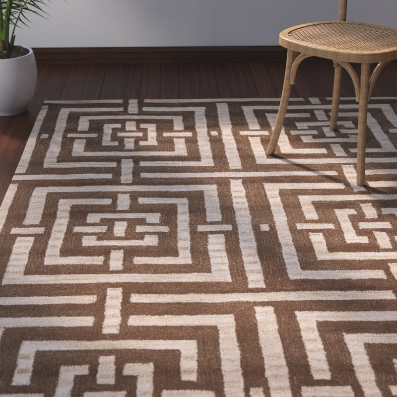 Secaucus Hand Tufted Wool Geometric Rug, Rectangle 5' x 8'