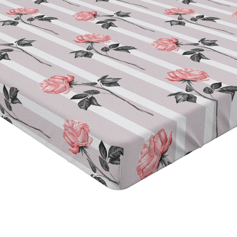 Queen White Microfiber Cat Print Fitted Sheet