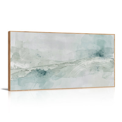 Abstract Mint Green and White Watercolor Canvas Wall Art