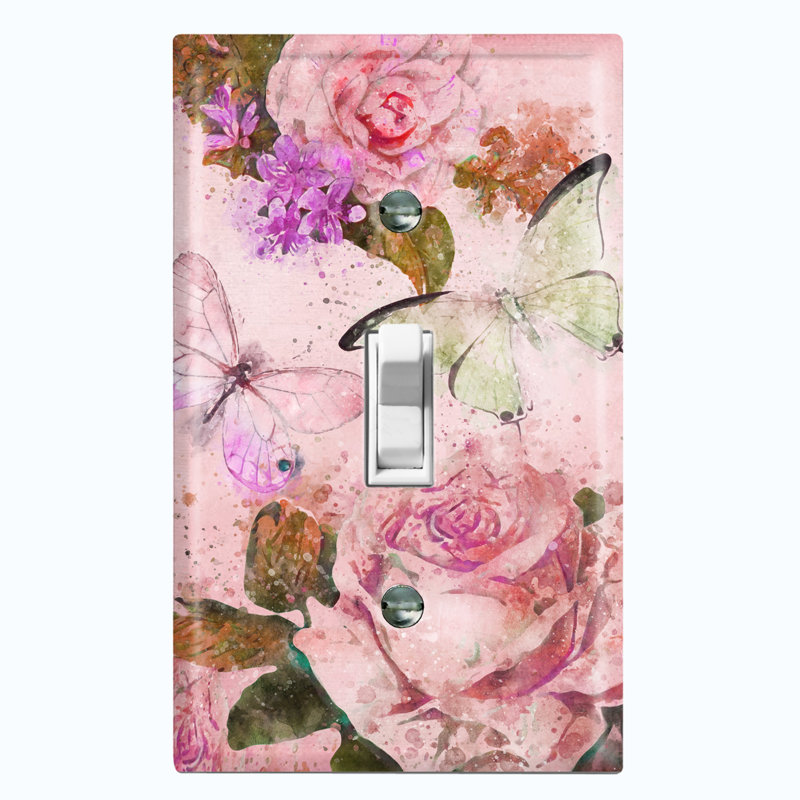 Patterned 1 - Gang Toggle Light Switch Standard Wall Plate, Pink
