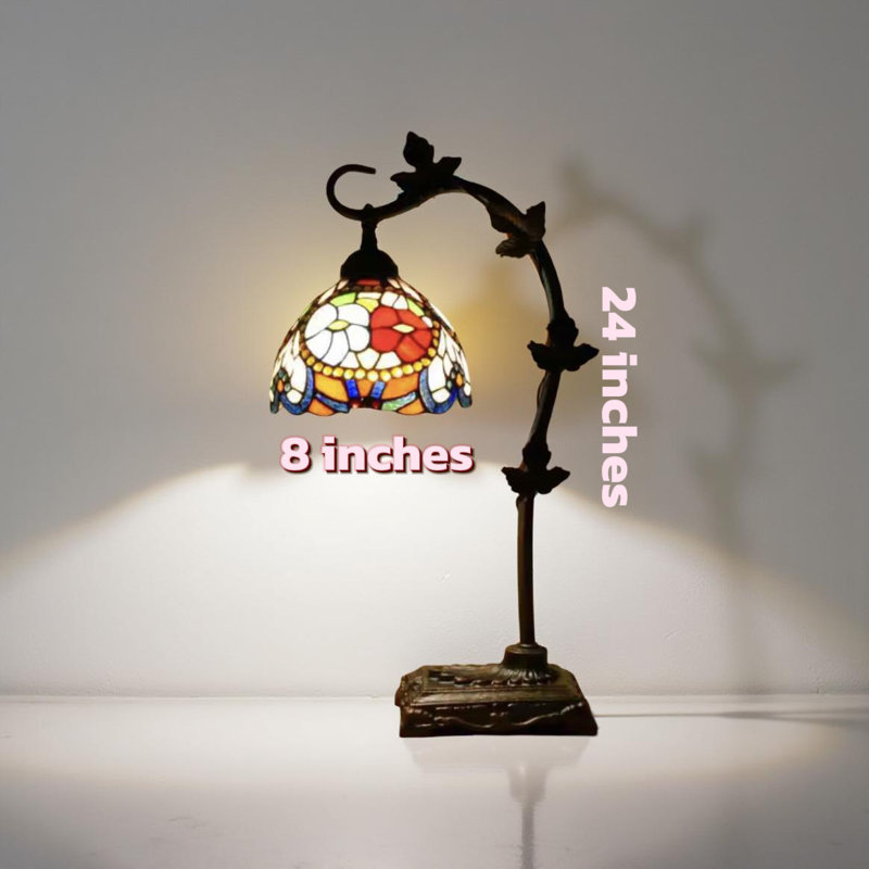 Belle lampe de chevet en mosaïque en verre coloré Tiffany