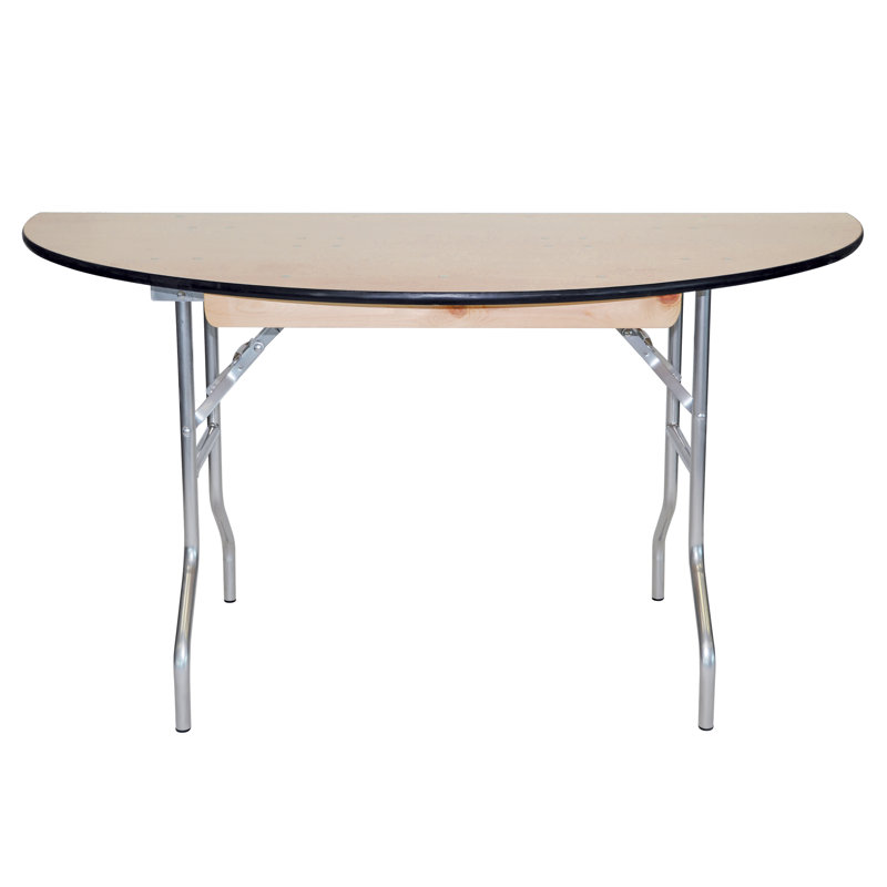 60'' Birch Wood Semi-Circle Folding Table with Rubber Edge