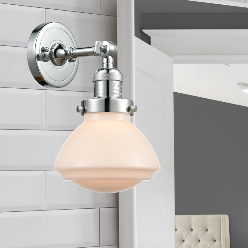 Chesterville Armed Sconce, Matte White, Polished Chrome, Bulb Not Included