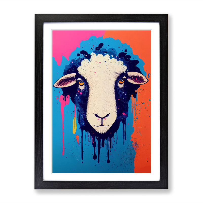 Splashed Sheep No.1 - Framed Print, Black Framed, 64cm H x 46cm W x 2cm D