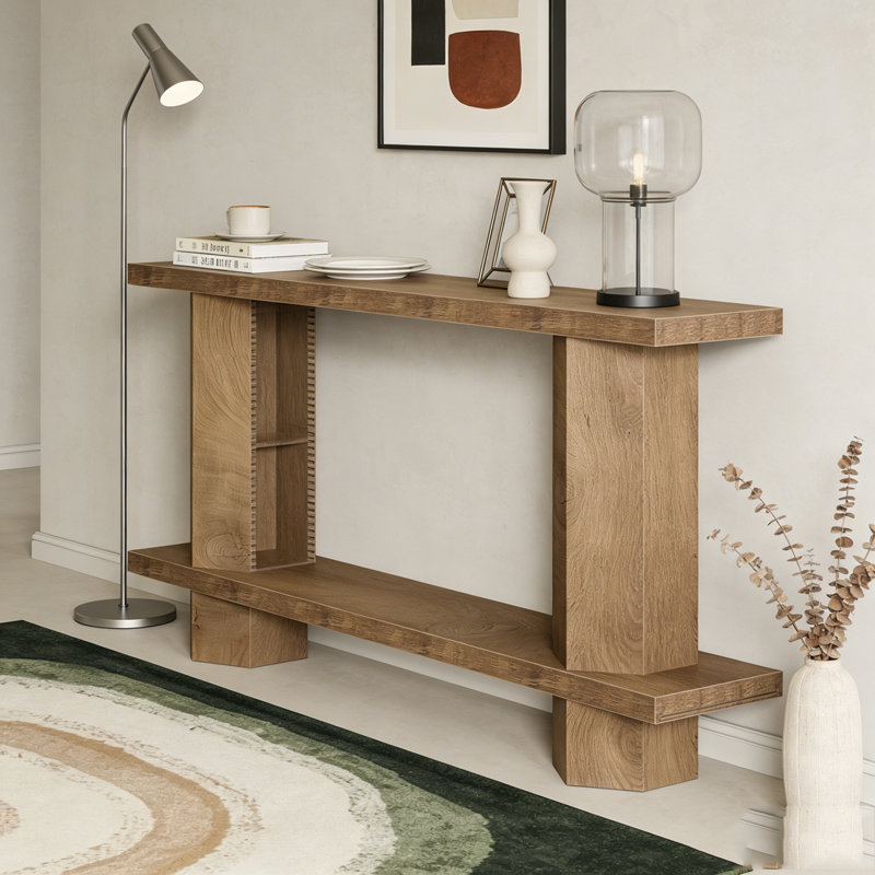 2-Tier Hallway Sofa Table Behind Couch, Brown