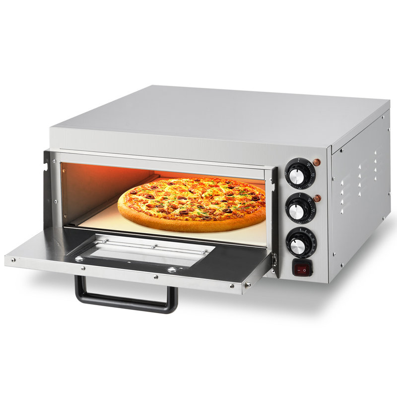 Countertop Electric Pizza Oven for Indoor Use, 14" Single Deck Commercial Pizza Maker, 1800w Stainless Steel Tabletop Pizza Oven with Timer, Removable Crumb Tray, for Home Kitchen, Restaurant