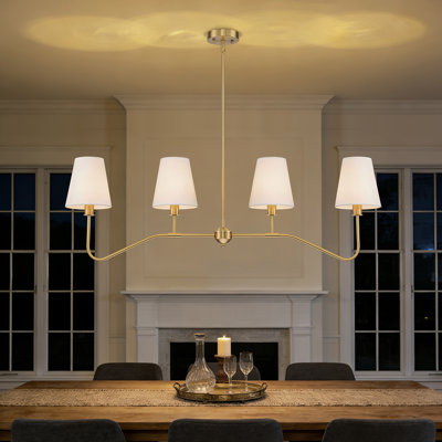 Modern 4-light Linear Chandelier With White Fabric Shades