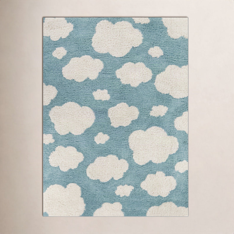Primland Cloud Shag Area Rug, Rectangle 5'3" x 7', Blue