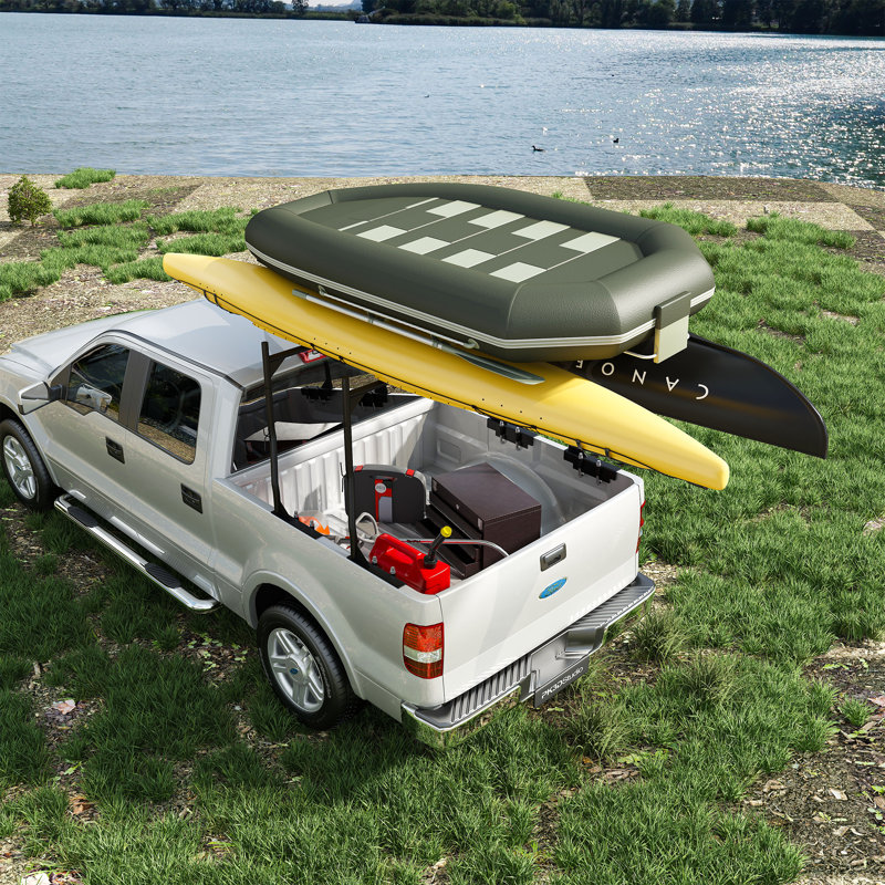 Support universel robuste pour échelle de lit de camion - capacité de 900 lb, support de chargement en acier réglable de 46 à 71 pouces sans perçage pour les kayaks, le bois d'œuvre, les planches de surf et les matériaux de construction