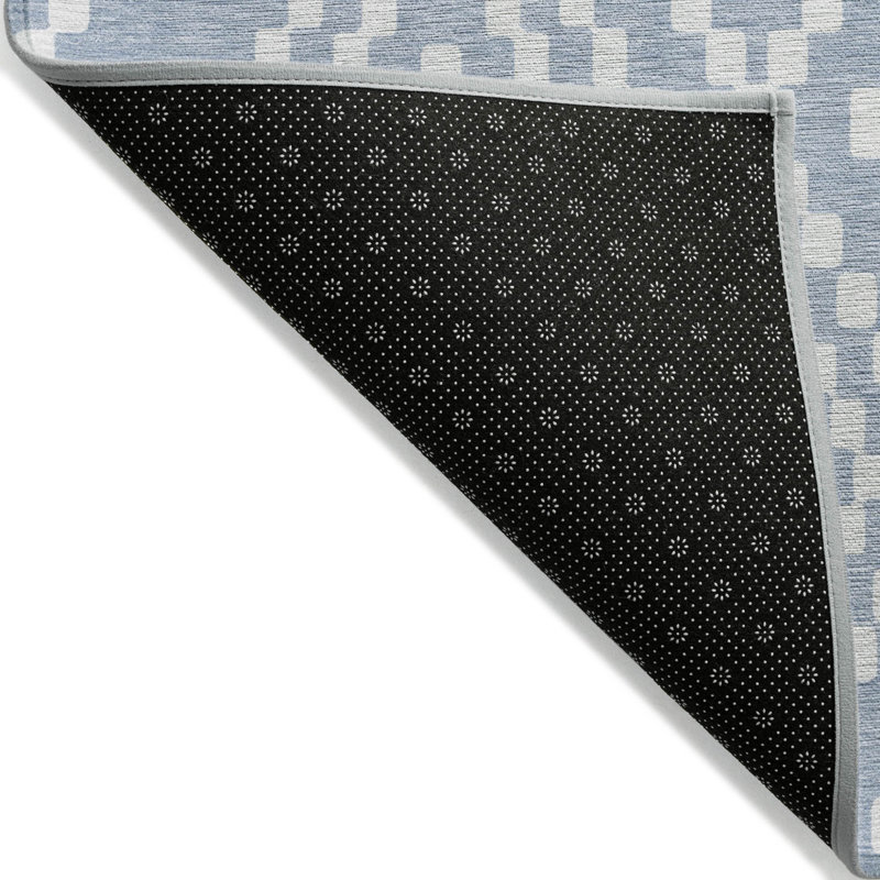 Tapis intérieur / extérieur lavable bleu et ivoire 9 pi x 12 pi denim