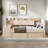 Upholstered Daybed With 2 Drawers, Storage Shelves, Flip Cabinets & Side Table, Vertical Striped Design-54182172