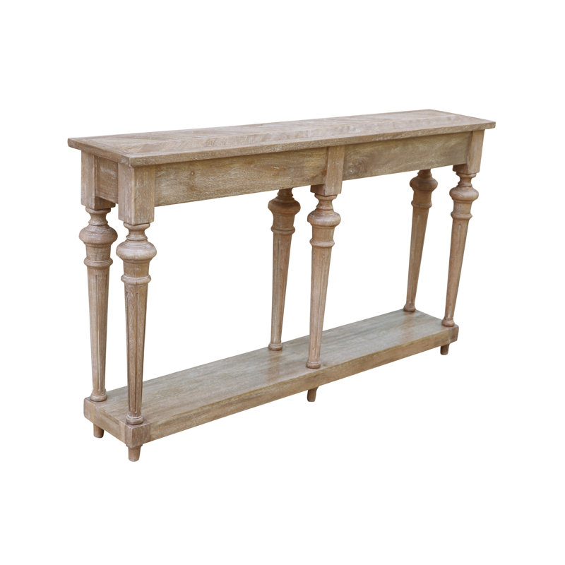 Micky Solid Wood Console Table, 35" H x 60" W x 12" D, White Wash