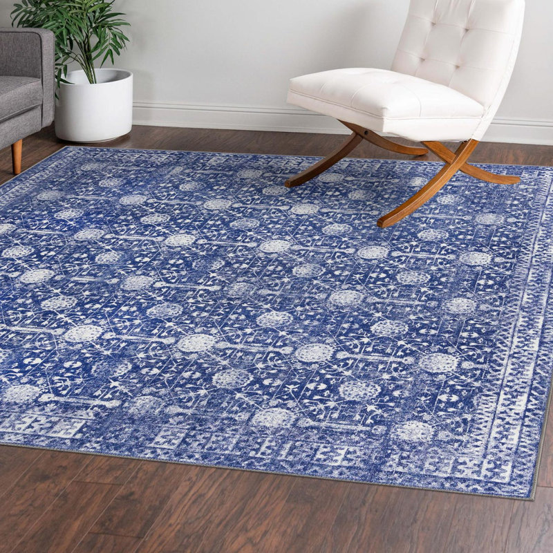 Dymph Chenille Geometric Indoor Rug, Square 7'6"