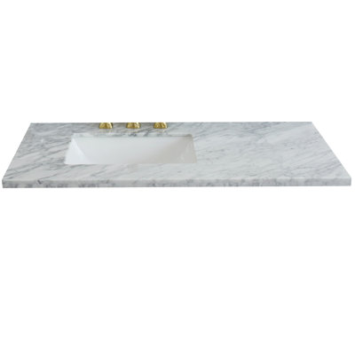 Tangular 43'' Granite Single Bathroom Vanity Top with Sink