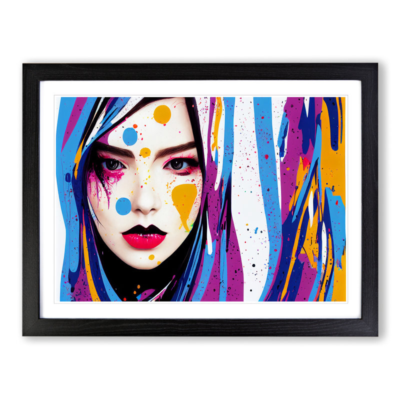 XH1022-10295X Woman Painted Vol.1 Abstract - Single Picture Frame Print, 25cm H x 34cm W x 2cm D, Black Framed
