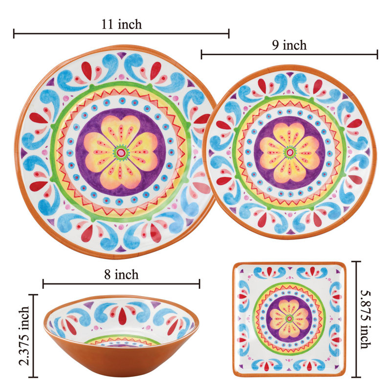 Piece Melamine Dinnerware Set - Service for 4