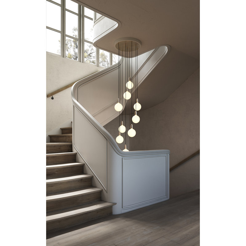 Brass 9-Light Globe LED Indoor/Outdoor Chandelier