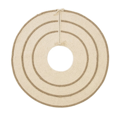 Cozy Natural Wool Stripe Holiday Tree Skirt