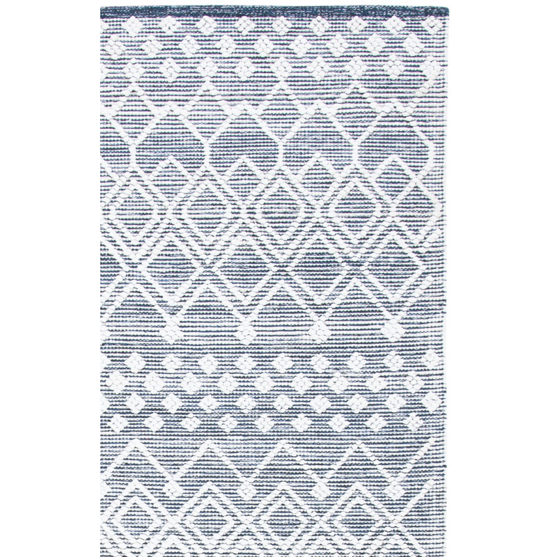 Natura Hand Woven Cotton/Viscose Geometric Rug in Grey/White, Rectangle 5' x 8'