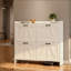Armoire à chaussures blanche moderne avec clôture et 4 tiroirs rabattables, organisateur de chaussures élégant pour le salon-1289514608