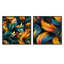 Plume orange et sarcelle, ensemble de 2 oiseaux carrés-2078048676-2078048678