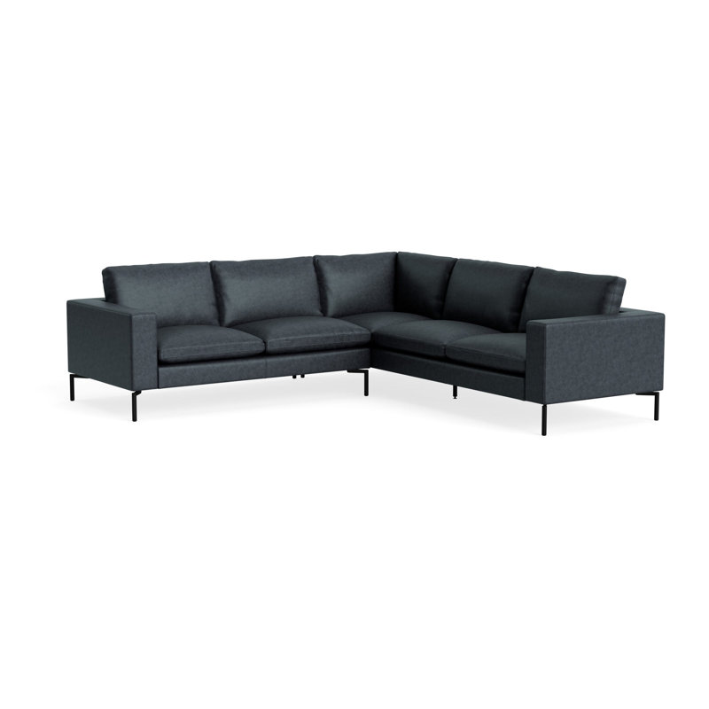 MTO - The New Standard L-Shaped Sectional - Small with Black Legs, Ink Leather, Right