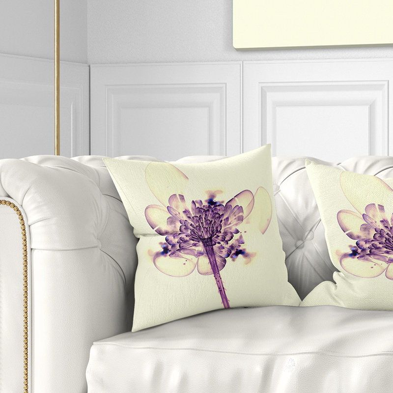 Fractale fleur rose clair - coussin à imprimé floral, 18 po x 18 po, Coussin décoratif